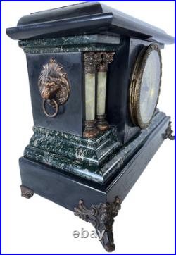 Antique Seth Thomas 1880 Adamantine Faux Marble Mantle Clock Beautiful Chime