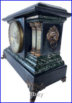 Antique Seth Thomas 1880 Adamantine Faux Marble Mantle Clock Beautiful Chime
