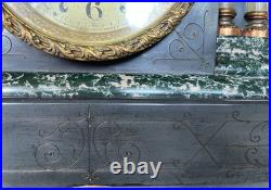 Antique Seth Thomas 1880 Adamantine Faux Marble Mantle Clock Beautiful Chime