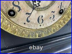 Antique Seth Thomas 1880 Adamantine Wood Mechanical 15 Mantel Clock with Key