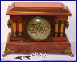 Antique Seth Thomas 1890s Adamantine Pillar Mantel Clock Rosewood