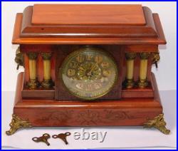 Antique Seth Thomas 1890s Adamantine Pillar Mantel Clock Rosewood