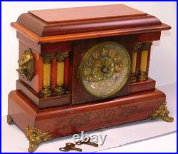 Antique Seth Thomas 1890s Adamantine Pillar Mantel Clock Rosewood