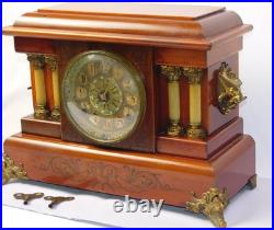 Antique Seth Thomas 1890s Adamantine Pillar Mantel Clock Rosewood