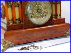 Antique Seth Thomas 1890s Adamantine Pillar Mantel Clock Rosewood