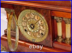 Antique Seth Thomas 1890s Adamantine Pillar Mantel Clock Rosewood