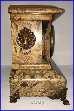 Antique Seth Thomas 1898 8981e Faux Marble Adamantine Mantle Clock Excellent