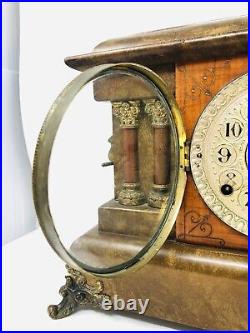 Antique Seth Thomas 1900 Adamantine Lion Head Column Mantle Clock Working Bt23