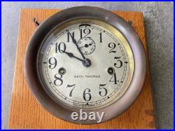 Antique Seth Thomas 1940s US Navy WWII Porthole Ships Clock Working