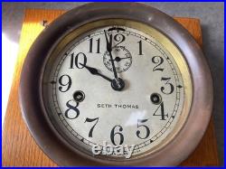 Antique Seth Thomas 1940s US Navy WWII Porthole Ships Clock Working
