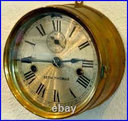 Antique Seth Thomas 1-Day Lever Ship's Bell Brass Marine Wall Clock Repair