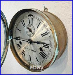 Antique Seth Thomas 1-Day Lever Ship's Bell Brass Marine Wall Clock Repair
