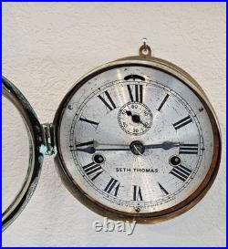 Antique Seth Thomas 1-Day Lever Ship's Bell Brass Marine Wall Clock Repair