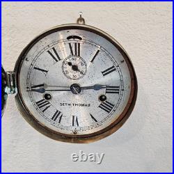 Antique Seth Thomas 1-Day Lever Ship's Bell Brass Marine Wall Clock Repair