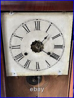 Antique Seth Thomas 1 Day Weight Driven Hunting Seen Glass Gong Chime Clock