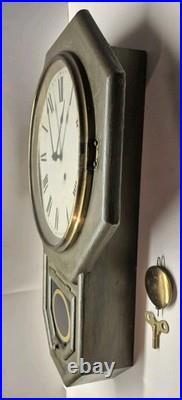 Antique Seth Thomas 24 Schoolhouse Clock Late 1800s Connecticut Painted Green