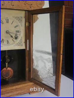 Antique Seth Thomas 298B Fleet Series Battleship Oak Shelf Clock, 8 Day (Works)