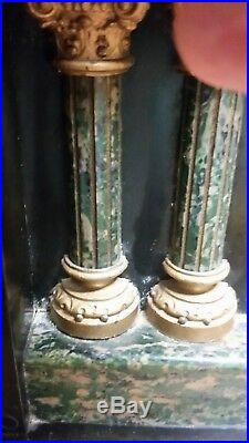 Antique Seth Thomas 4 Column Green Black Adamantine Mantle Clock RARE