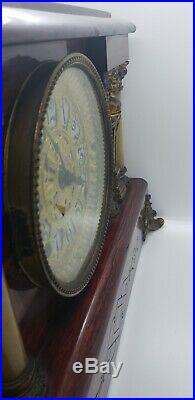 Antique Seth Thomas 6 Column Adamantine Mantle Clock RARE w key & weight bust