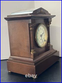 Antique Seth Thomas 8 City Berkeley Style Mantle Clock Chime Gong Key Pendulum
