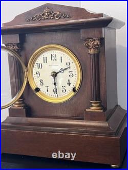 Antique Seth Thomas 8 City Berkeley Style Mantle Clock Chime Gong Key Pendulum