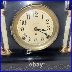 Antique Seth Thomas 8 Columns Lions Adamantine Mantle Clock Vintage With Key