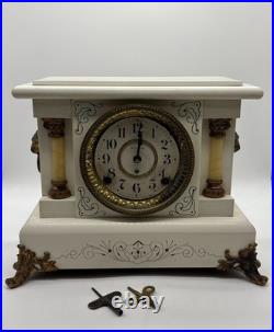 Antique Seth Thomas 8-Day Adamantine Mantel Clock Circa 1900's Lions Heads Keys