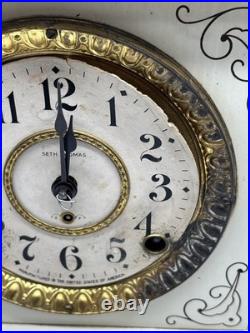 Antique Seth Thomas 8-Day Adamantine Mantel Clock Circa 1900's Lions Heads Keys