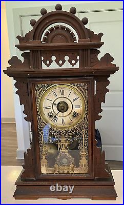 Antique Seth Thomas 8 Day Half Hour Strike With Alarm Mantle Clock. Works