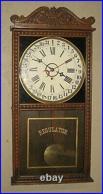Antique Seth Thomas 8 Day Store Box Regulator Wall Clock With Calendar Working