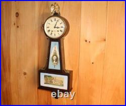 Antique Seth Thomas 8 Day Time & Strike Banjo Clock Runs