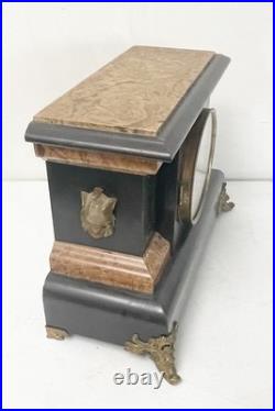 Antique Seth Thomas 8 Day Time & Strike Mantle Adamantine Clock with Pendulum