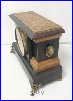 Antique Seth Thomas 8 Day Time & Strike Mantle Adamantine Clock with Pendulum