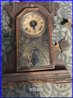 Antique Seth Thomas 8 Day Time & Strike Mantle Alarm Clock For Rehab Repair