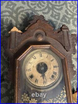 Antique Seth Thomas 8 Day Time & Strike Mantle Alarm Clock For Rehab Repair