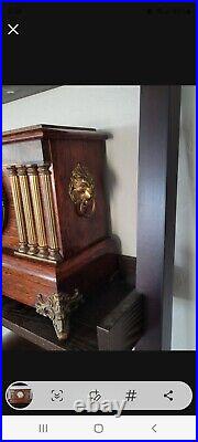 Antique Seth Thomas 8 Full column Lions Adamantine Mantle Clock Vintage With Key