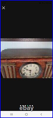 Antique Seth Thomas 8 Full column Lions Adamantine Mantle Clock Vintage With Key