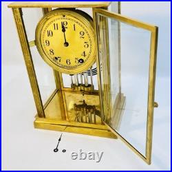 Antique Seth Thomas A-48-R Crystal Regulator Brass Mantel Clock USA Read
