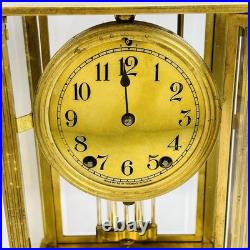Antique Seth Thomas A-48-R Crystal Regulator Brass Mantel Clock USA Read