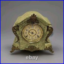 Antique Seth Thomas Adamantime No 102A Green Mareblite Wood & Brass Mantel Clock Antique Seth Thomas Adamantime No 102A Green Mareblite Wood & Brass Mantel Clock