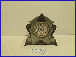Antique Seth Thomas Adamantime No 102A Green Mareblite Wood & Brass Mantel Clock Antique Seth Thomas Adamantime No 102A Green Mareblite Wood & Brass Mantel Clock