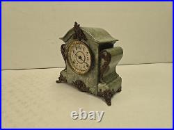 Antique Seth Thomas Adamantime No 102A Green Mareblite Wood & Brass Mantel Clock Antique Seth Thomas Adamantime No 102A Green Mareblite Wood & Brass Mantel Clock