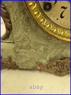 Antique Seth Thomas Adamantime No 102A Green Mareblite Wood & Brass Mantel Clock Antique Seth Thomas Adamantime No 102A Green Mareblite Wood & Brass Mantel Clock