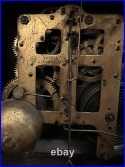 Antique Seth Thomas Adamantine 4 Column Mantle Clock Lions Heads beautiful wood