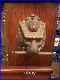 Antique Seth Thomas Adamantine 4 Column Mantle Clock Lions Heads beautiful wood