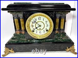 Antique Seth Thomas Adamantine 4 Column with Lion Heads Clock-Looks & Runs Great