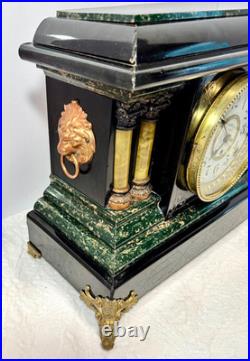 Antique Seth Thomas Adamantine 4 Column with Lion Heads Clock-Looks & Runs Great