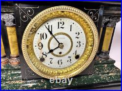 Antique Seth Thomas Adamantine 4 Column with Lion Heads Clock-Looks & Runs Great