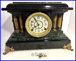 Antique Seth Thomas Adamantine 4 Column with Lion Heads Clock-Looks & Runs Great