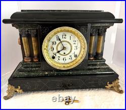 Antique Seth Thomas Adamantine 4 Column with Lion Heads Clock-Looks & Runs Great